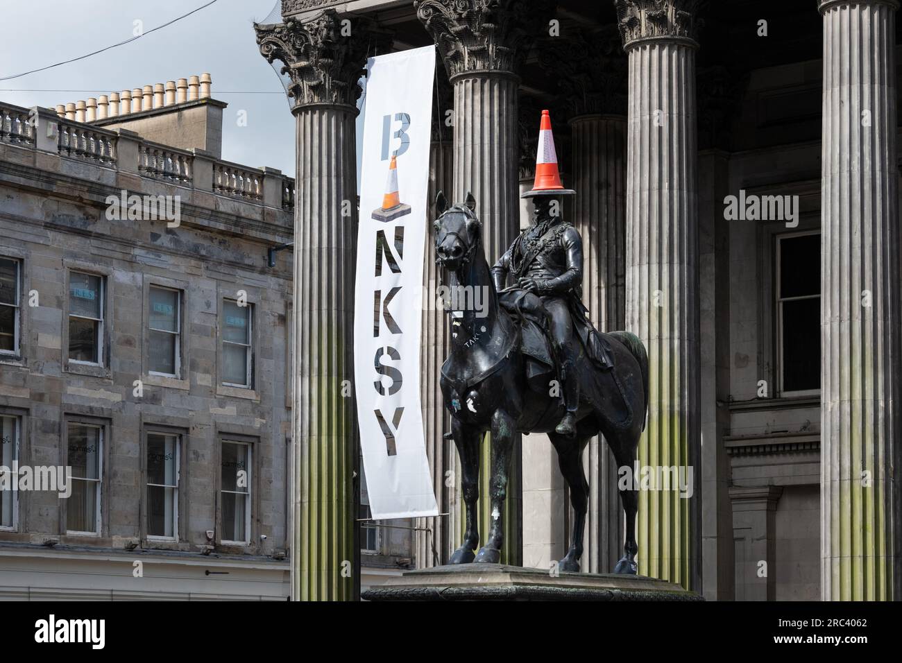 Banksy Cut and Run Exhibition in der Gallery of Modern Art, Glasgow, Schottland, UK 2023 Stockfoto