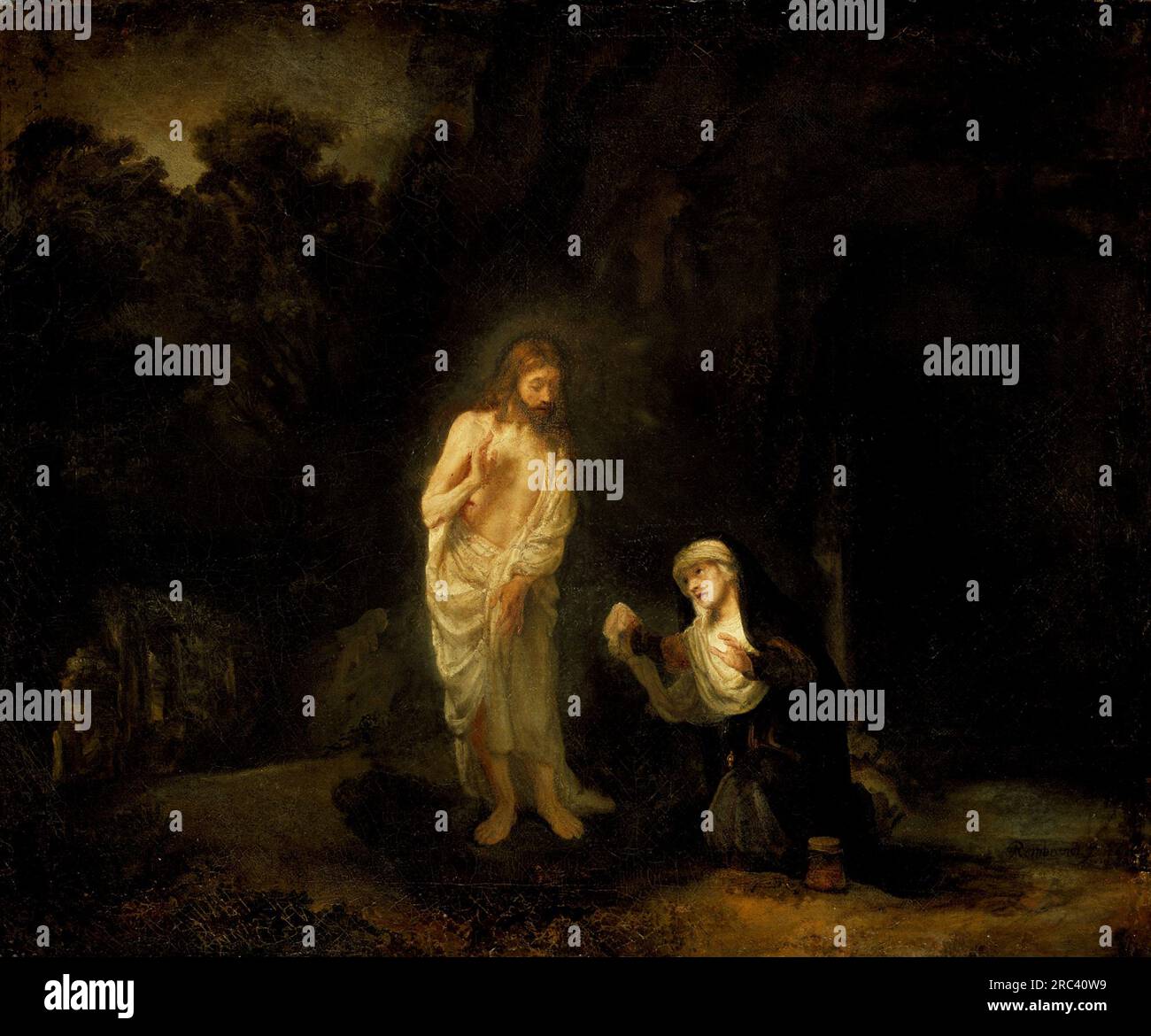 Christus erschien Maria Magdalene, „Noli me tangere“ 1651; Niederlande von Rembrandt Stockfoto