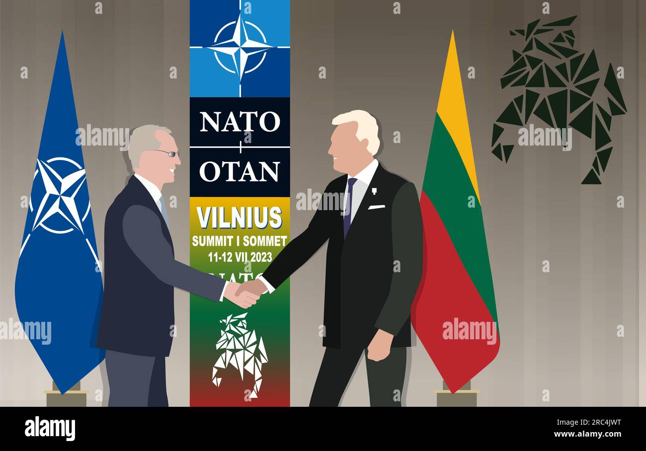 Am 11., 12. Und 2023. Juli findet der NATO-Gipfel in Vilnius statt. Stockfoto
