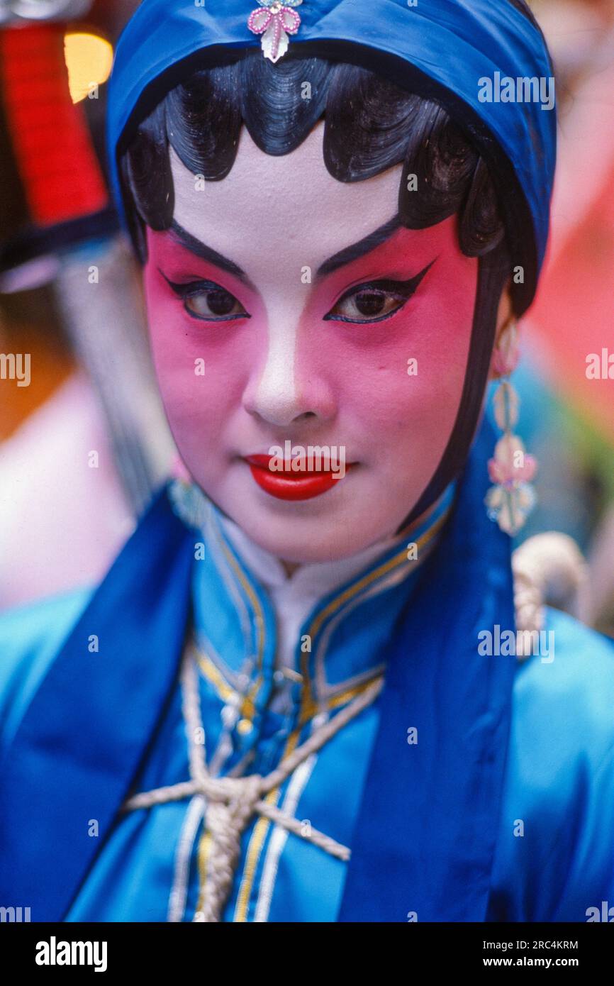Kantonesische Operndarstellerin in Hongkong, Hongkong, Sonderverwaltungsregion Hongkong der Volksrepublik China Stockfoto
