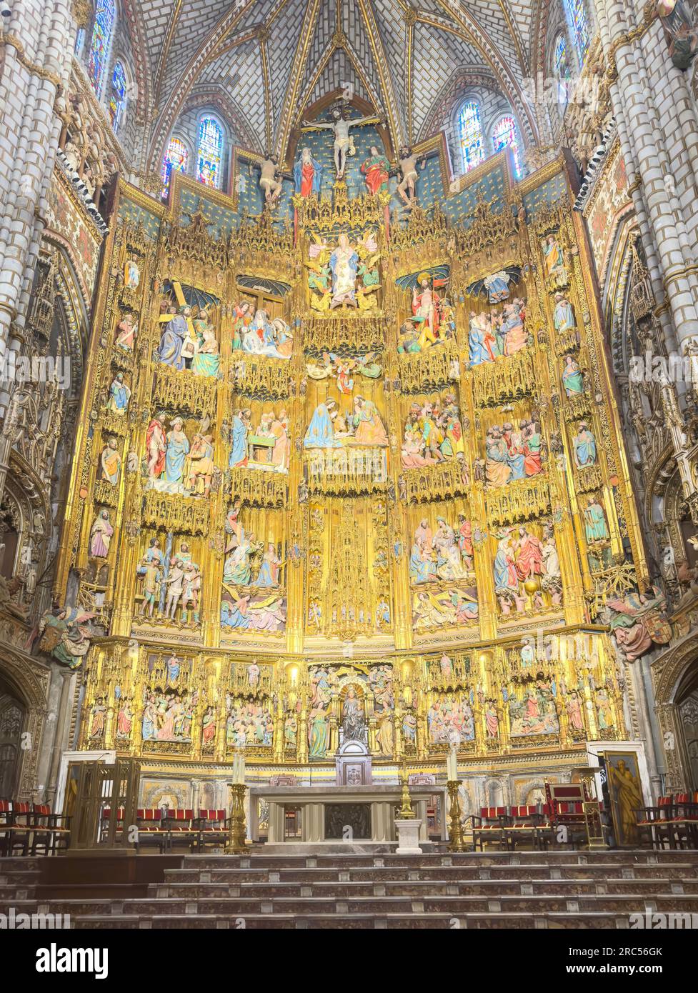 Innenseite der Kathedrale von Toledo, Toledo, Castilla-La Mancha, Königreich Spanien Stockfoto