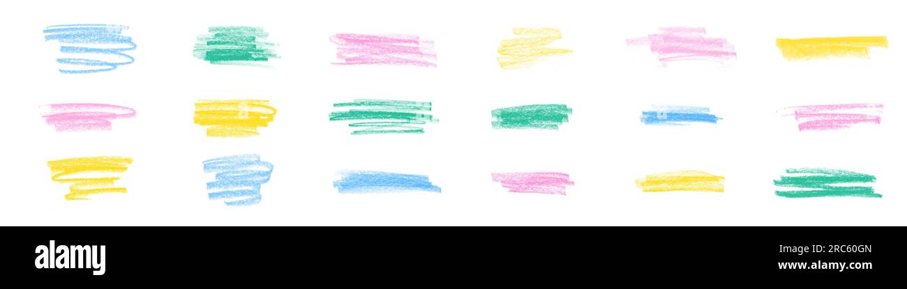 Doodle Crayon Bleistiftlinie. Farbe Kohle- oder Kreidezeichnung.handgezeichneter Bleistift untergeordneter Strich.Vektor isolierte Abbildung Stock Vektor