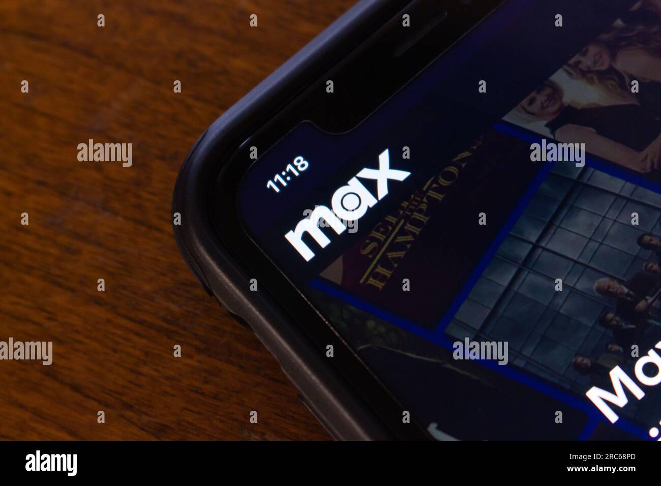 Nahaufnahme-Logo von Max (umbenannt von HBO Max) auf seiner Website auf dem iPhone-Bildschirm. Max ist ein Video-on-Demand-Streaming-Service für US-Abonnements Stockfoto