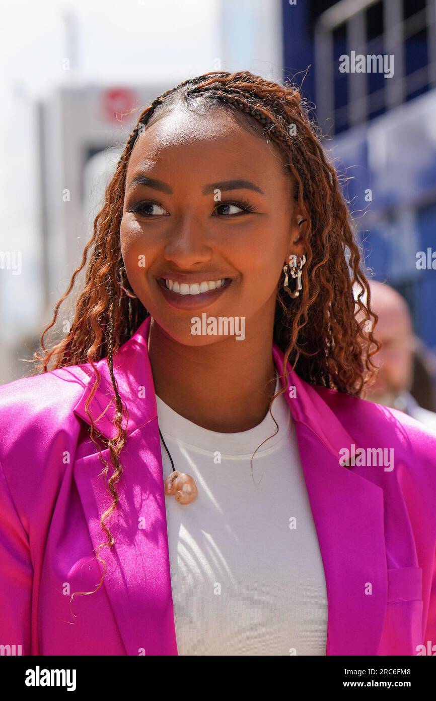 Naomi Schiff, Sky Sports F1, während DES FORMEL 1 ARAMCO BRITISH GRAND PRIX 2023 am Silverstone Circuit, Silverstone, Vereinigtes Königreich, am 9. Juli 2023 Stockfoto