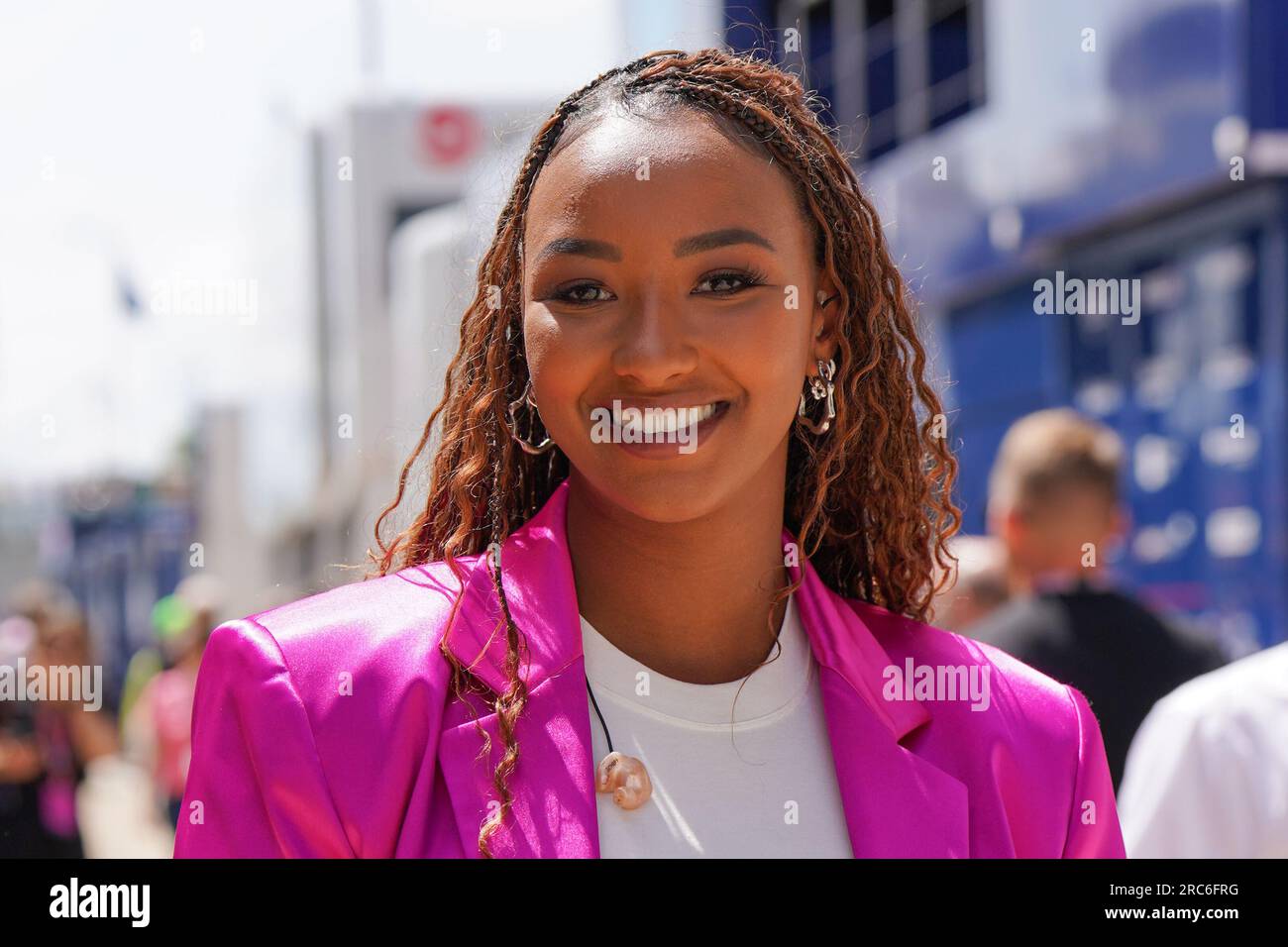 Naomi Schiff, Sky Sports F1, während DES FORMEL 1 ARAMCO BRITISH GRAND PRIX 2023 am Silverstone Circuit, Silverstone, Vereinigtes Königreich, am 9. Juli 2023 Stockfoto