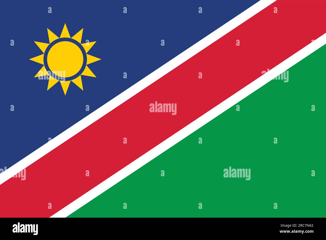 Flagge Namibias - Vektordarstellung. Stock Vektor