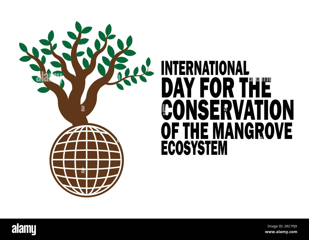 Internationaler Tag für die Konversation der Mangroven-Ökosystem-Vektordarstellung. Geeignet für Grußkarten, Poster und Banner Stock Vektor