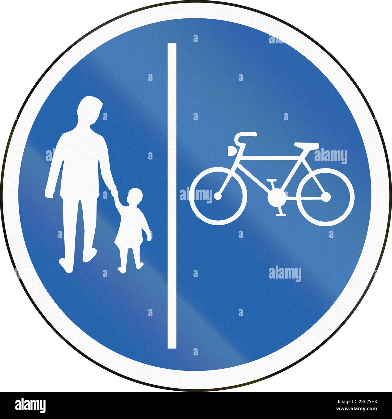 Straßenschild in Island - getrennte Fußgänger- und Radwege Stockfoto