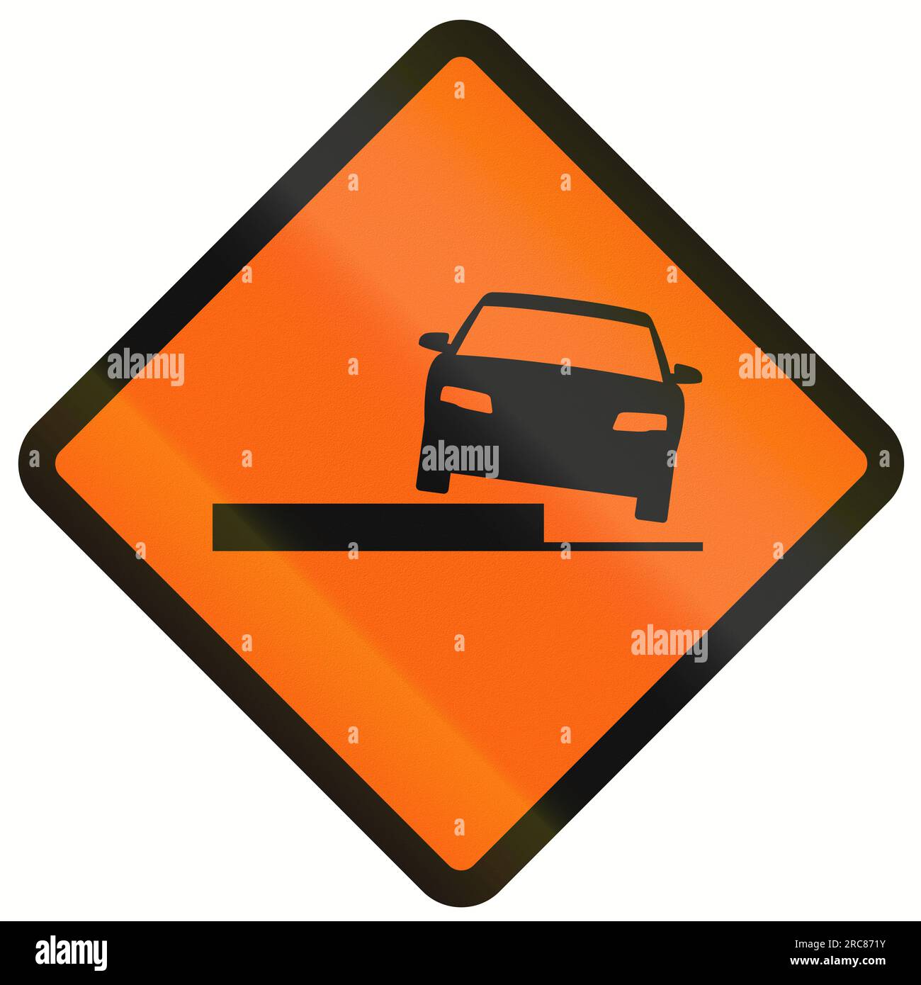Temporäres Warnschild in Indonesien: Unebene Straße. Stockfoto