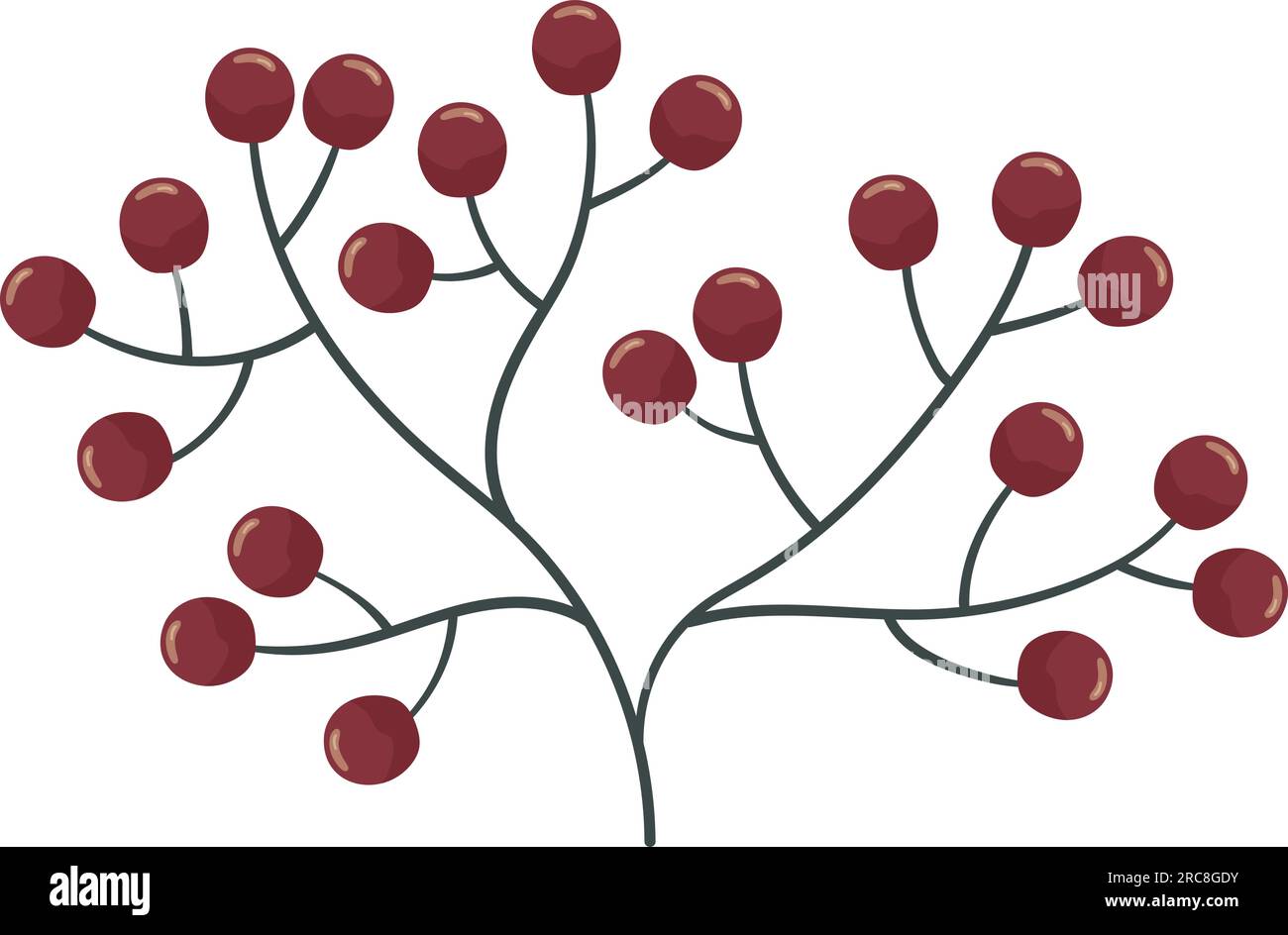 Herbstbild mit roten Beeren auf Zweigen. Stock Vektor