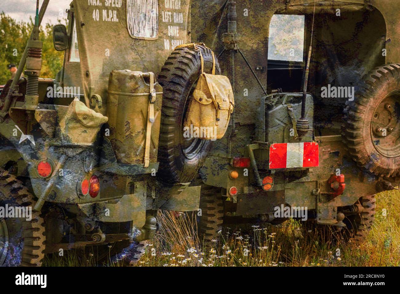 Amerikanische Jeeps von hinten gesehen Stockfoto