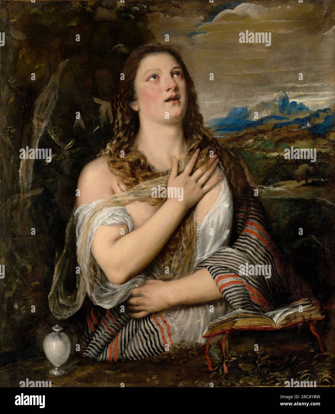 Die Büßliche Magdalena. Tizian (Tiziano Vecellio). 1555-1565. Stockfoto