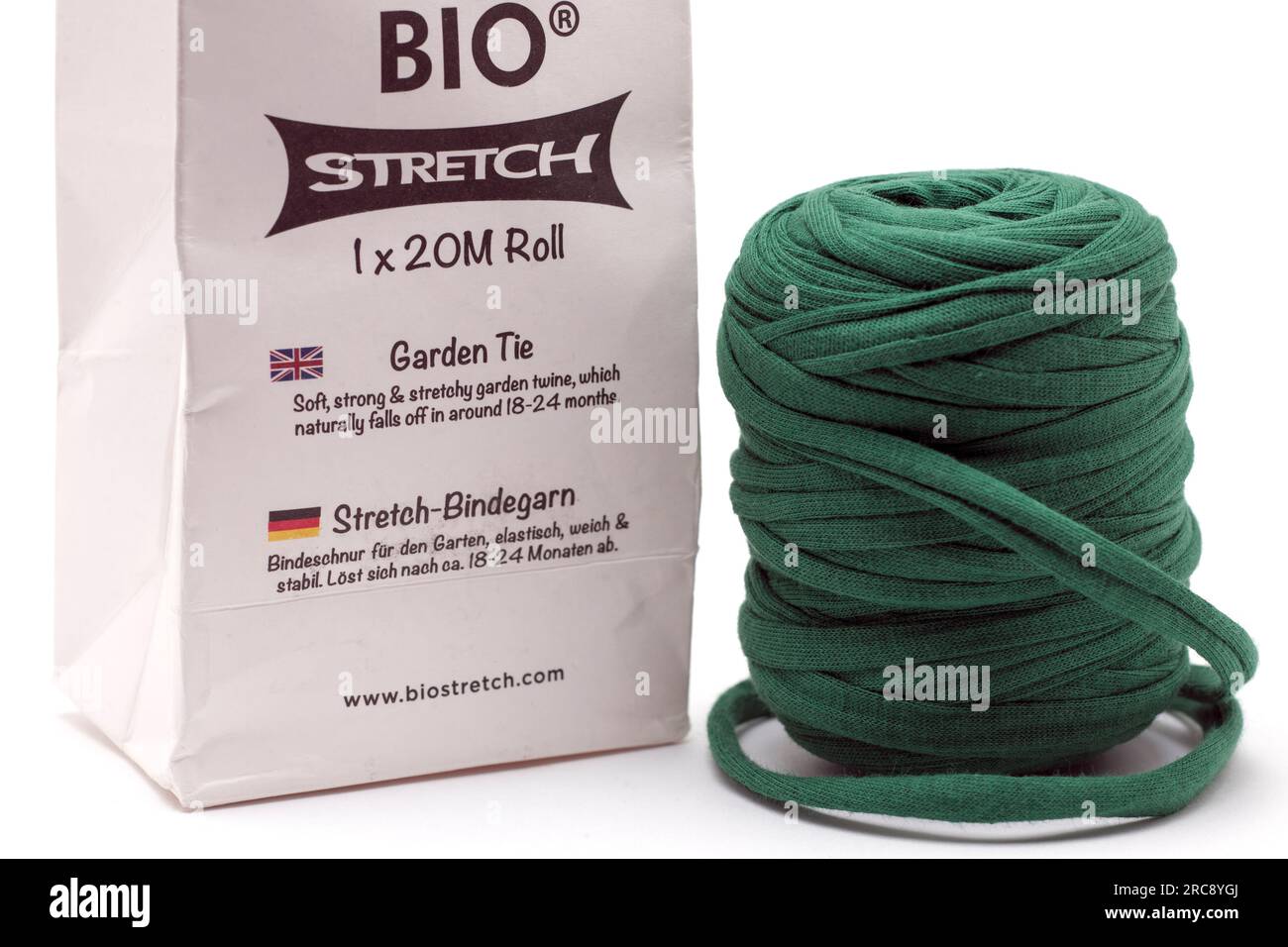 1-20 Meter lange Rolle Bio Stretch Garden Krawatte zum Pfählen von Pflanzen Stockfoto