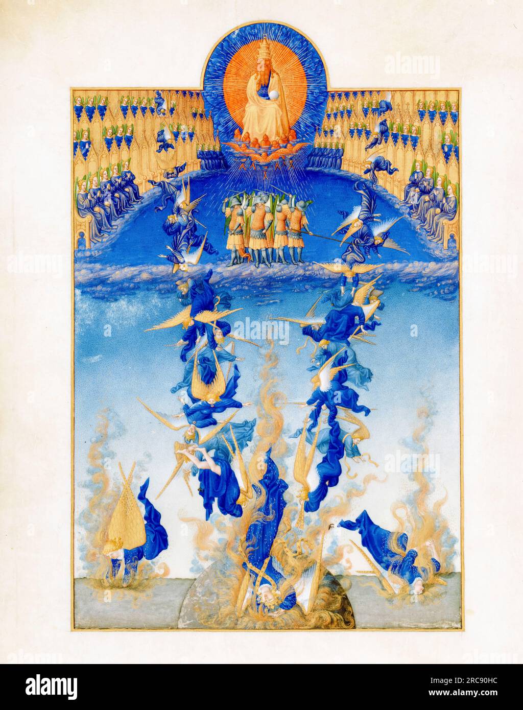 Limbourg Brothers, The Fall of the Rebel Angels from the Très Riches Heures du duc de Berry beleuchtetes Manuskript in Tempera on Vellum, 1411-1416 Stockfoto