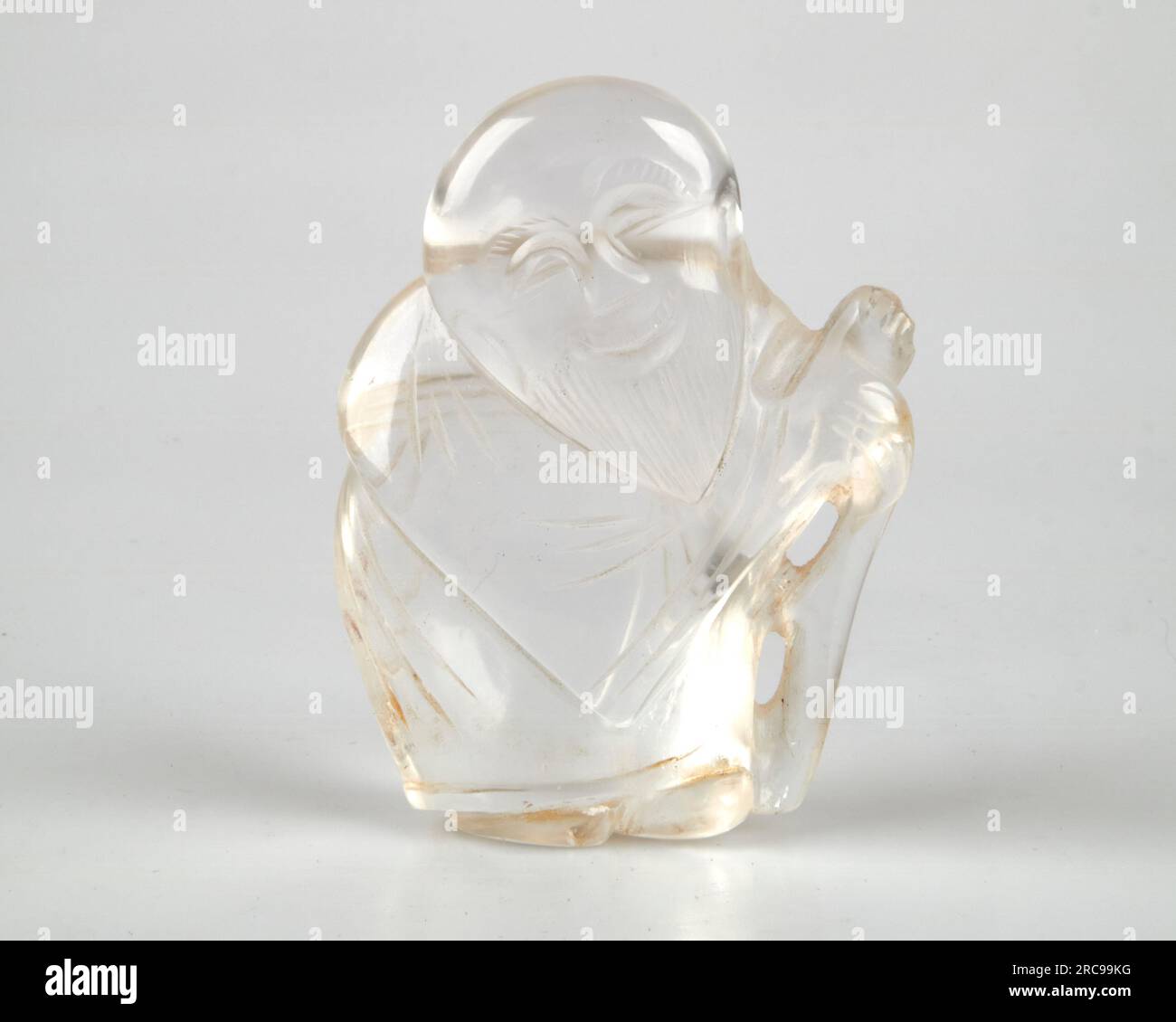 Antike Vintage chinesische handgeschnitzte Quarzkristall Stein Figur von Shoulao Stockfoto