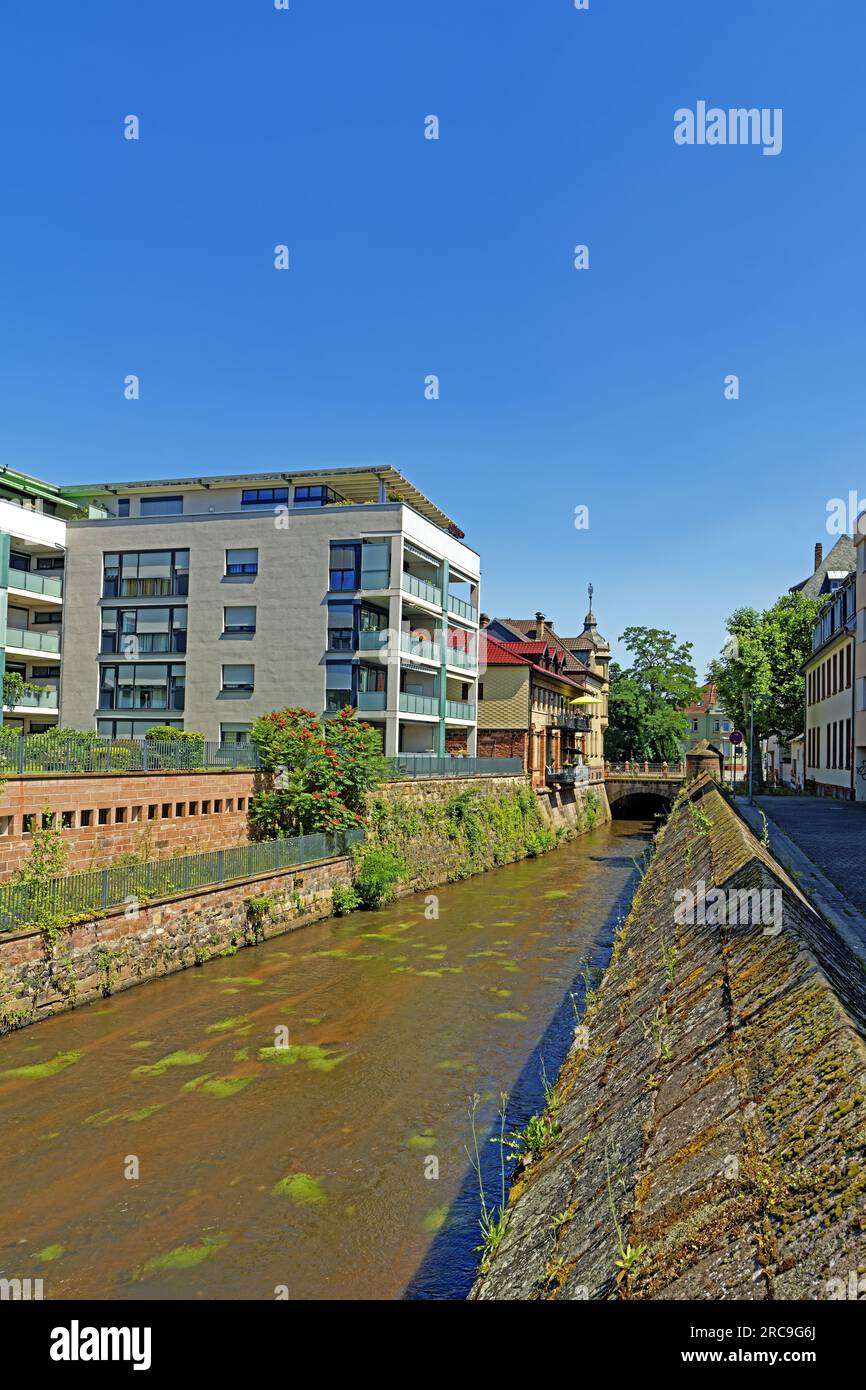 Fluß, Queich, kanalisiert, Architekt Vauban, Festung, Hauserzeile Stockfoto