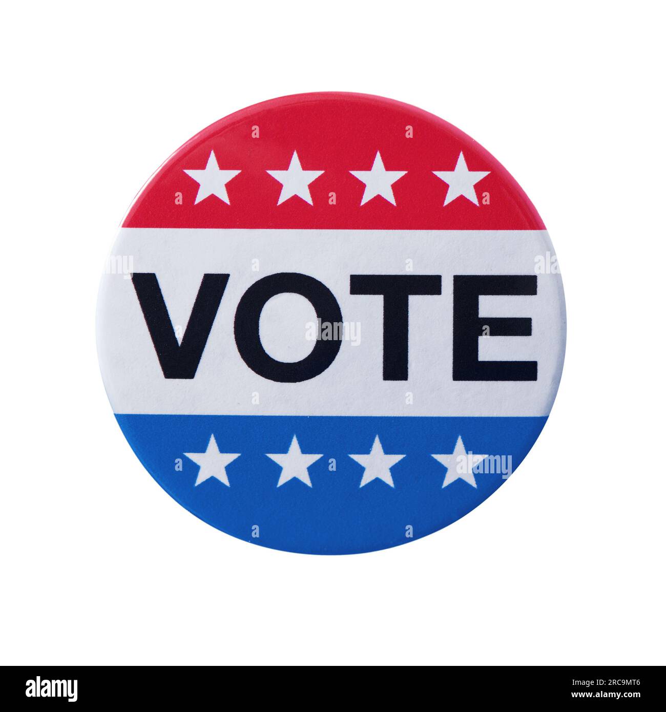Ein Wahlabzeichen für die US-Wahlen auf weißem Hintergrund Stockfoto