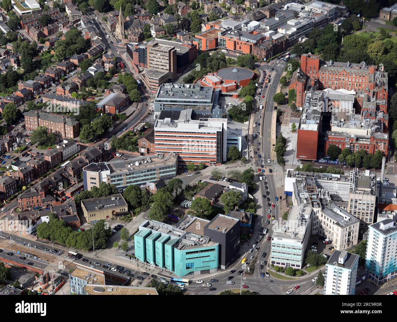 Die University of Sheffield, South Yorkshire, Großbritannien aus der Vogelperspektive Stockfoto