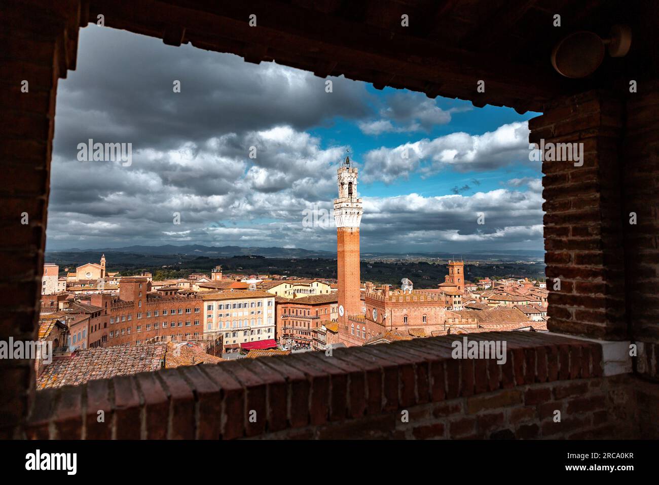 Piazza del Campo, zentraler Platz von Siena, Toskana, Italien. Stockfoto