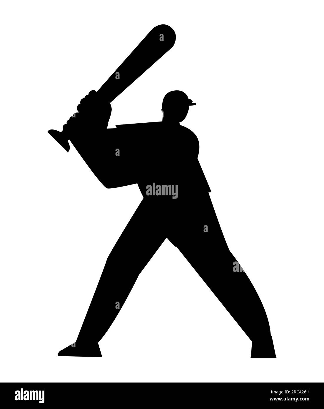 Schwarze Silhouette eines Baseballspielers, der den Ball trifft, Sommersport, Teamspiel, Vektor isoliert auf weißem Hintergrund Stock Vektor