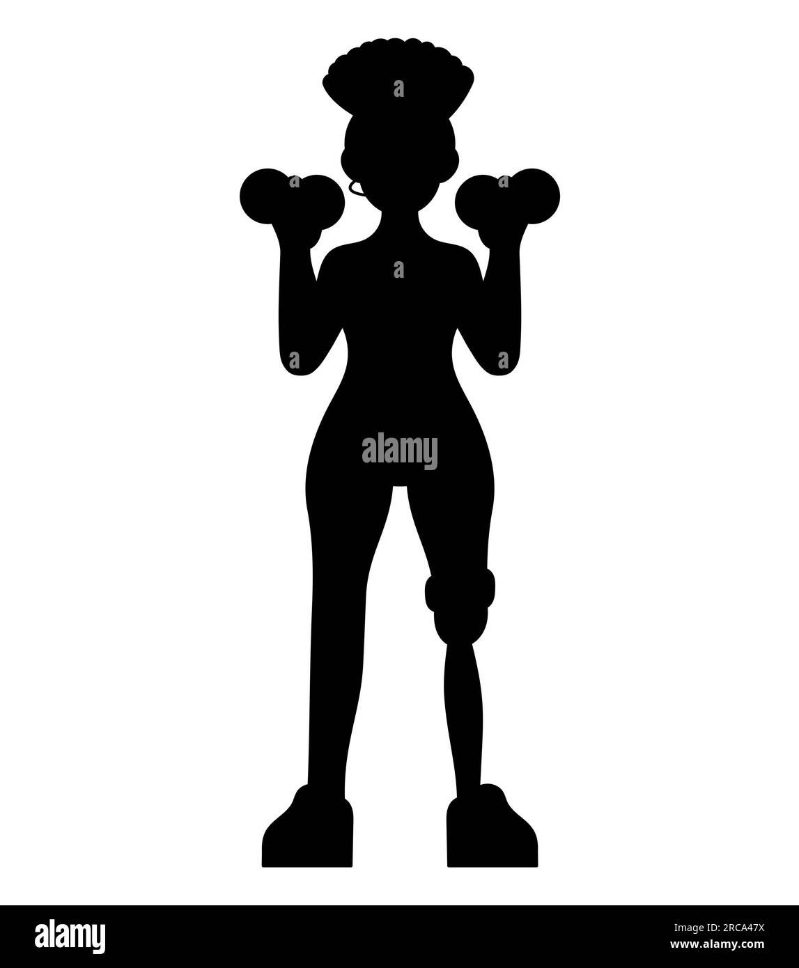 Fitness-Trainer-Symbol für Frauen in Schwarz, Vektor isoliert auf weißem Hintergrund Stock Vektor