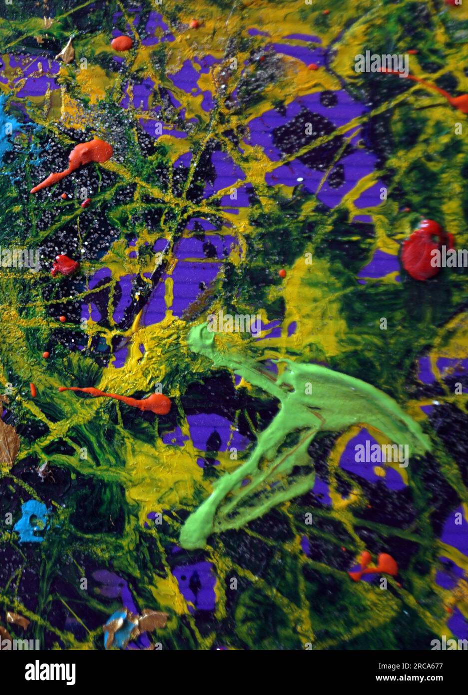 Ölgemälde helle Farben Abstrakter Kunsthintergrund auf Leinwand Stockfoto