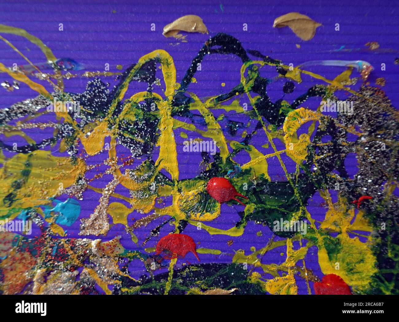 Ölgemälde helle Farben Abstrakter Kunsthintergrund auf Leinwand Stockfoto