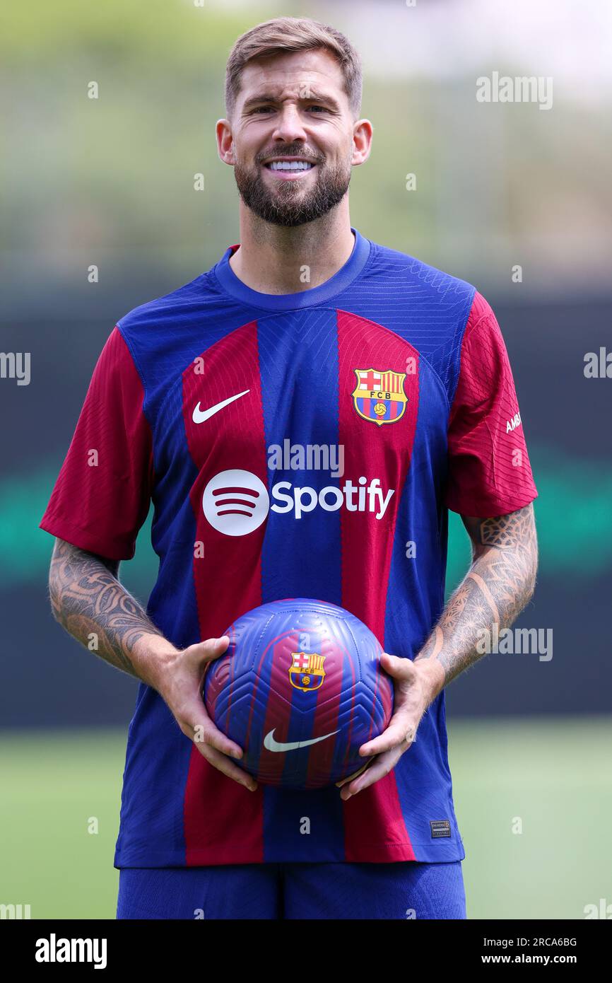 Barcelona, Spanien. 13. Juli 2023. Inigo Martinez, der neue Spieler des FC Barcelona bei der Ciutat Esportiva Joan Gamper in Barcelona, Spanien. Kredit: DAX Images/Alamy Live News Stockfoto