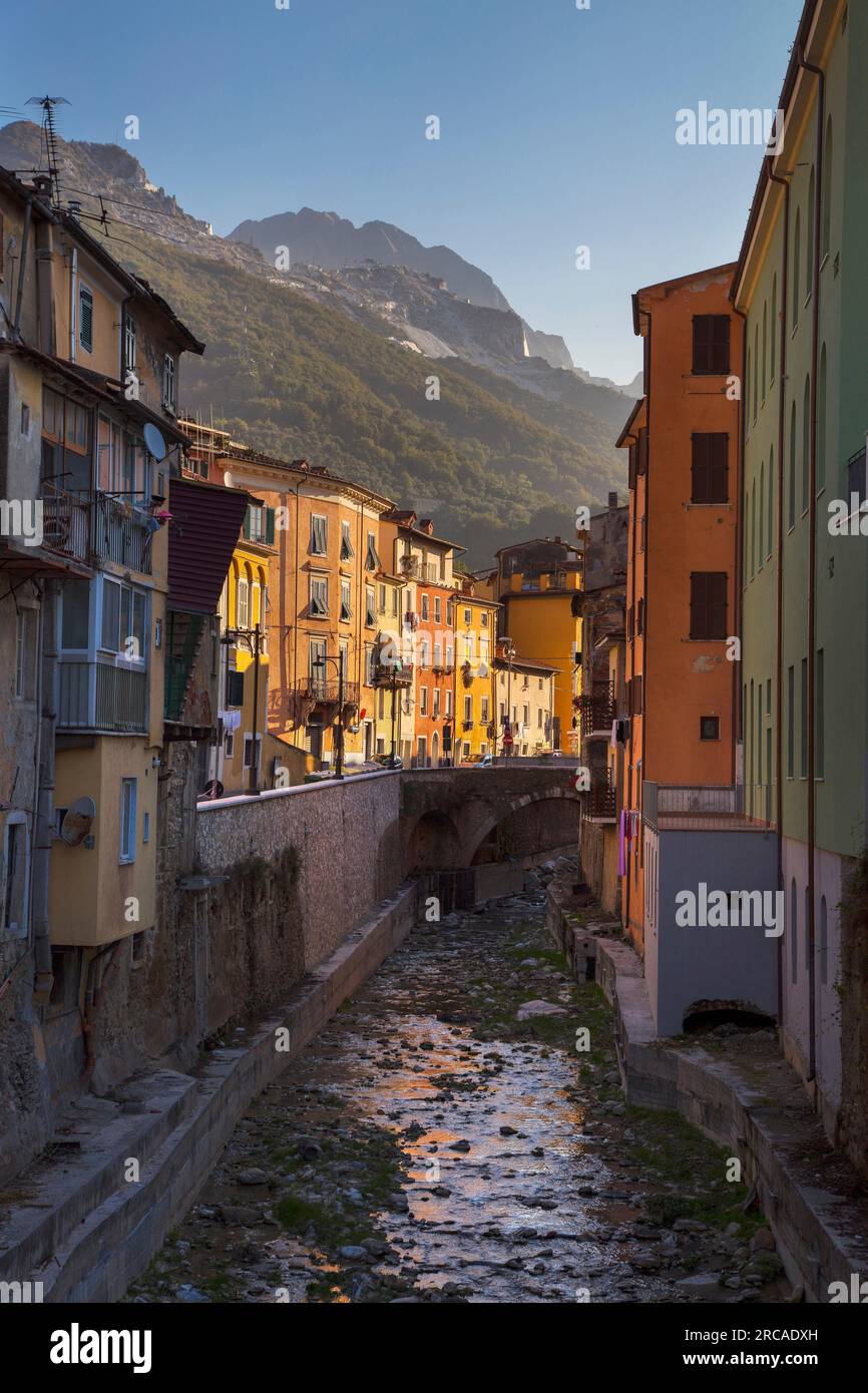 Via Carriona, Carrara, Toskana, Italien, Stockfoto