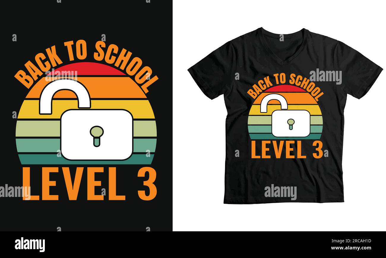 Back to School Unlocked Level Funny personalisiertes T-Shirt Stock Vektor