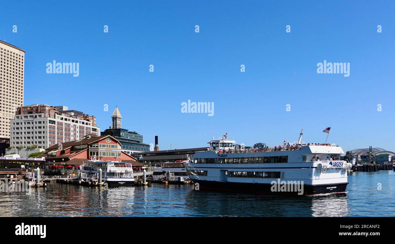 Argosy Cruises Tour Boot Salish Explorer T-Mobile Park Pier 55 die Waterfront Seattle Washington State USA Stockfoto