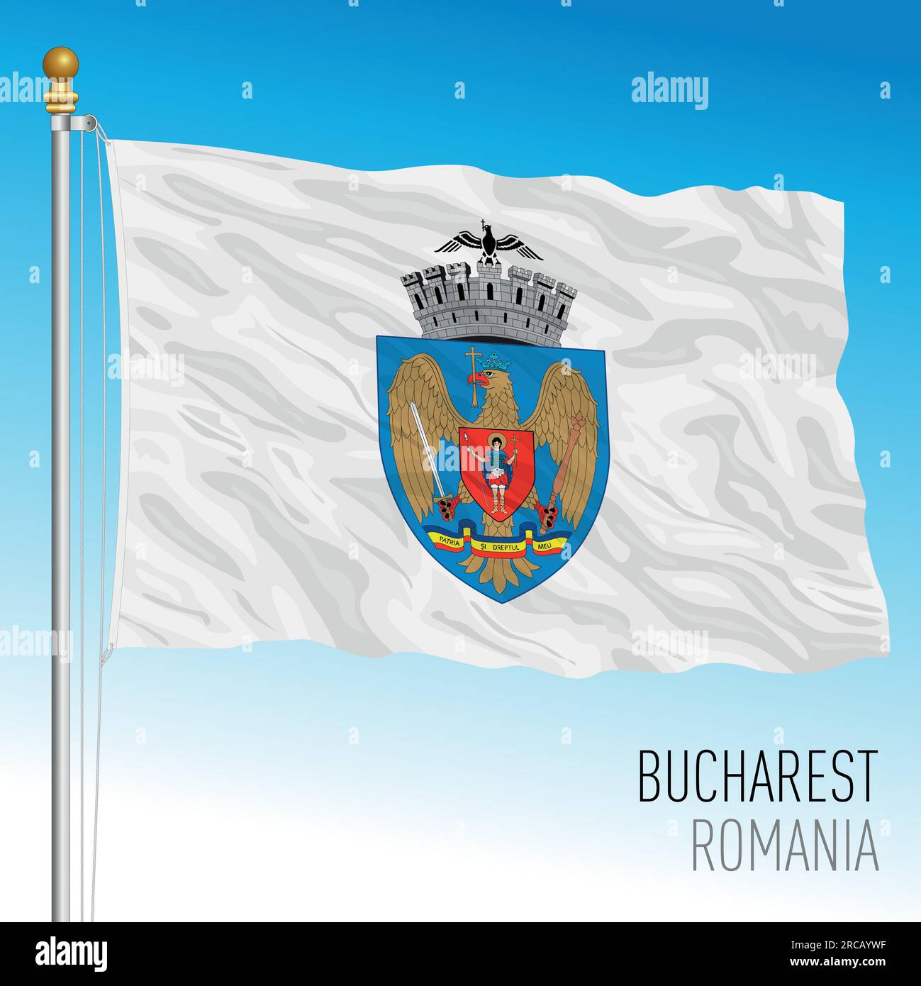 Bukarest offizielle Flagge, Rumänien, europäisches Land, Vektordarstellung Stock Vektor