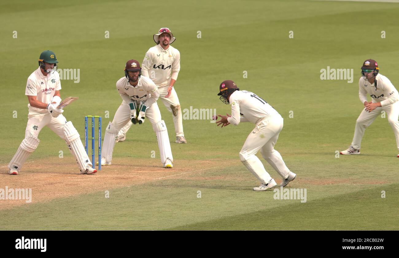 London, Großbritannien. 13. Juli 2023. Surrey tritt gegen Nottinghamshire an, bei der County Championship im Kia Oval, Tag vier. Kredit: David Rowe/Alamy Live News Stockfoto