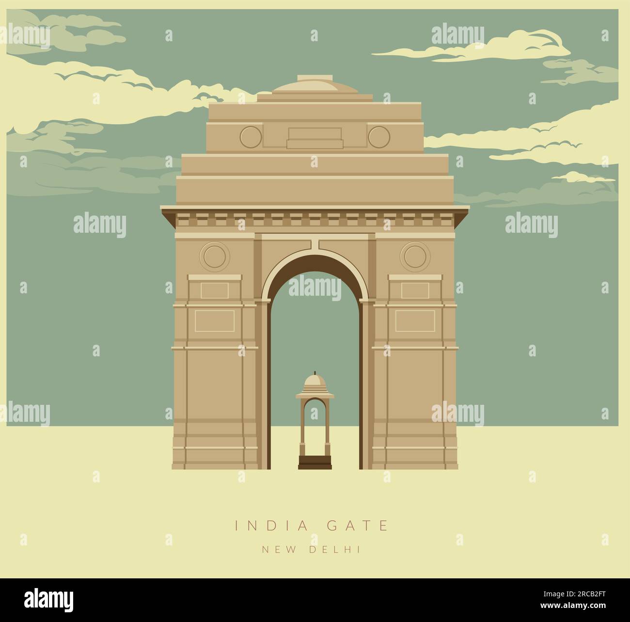Historische Ikone - India Gate - Ein Kriegsdenkmal , Neu Delhi - Ikone Illustration als EPS 10 Datei Stock Vektor