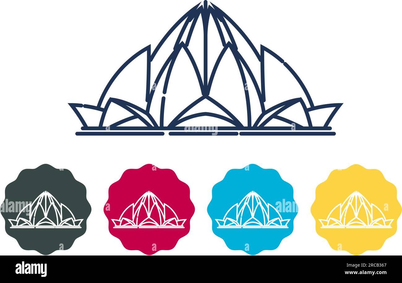 Lotus Temple - Eine moderne Architektur , Neu Delhi - Ikone Illustration als EPS 10 Datei Stock Vektor