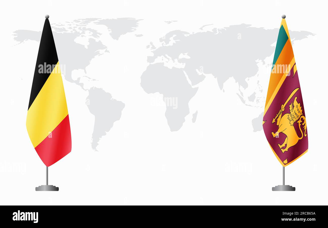 Belgien und Sri Lanka führen vor dem Hintergrund der Weltkarte offizielle Sitzungen durch. Stock Vektor