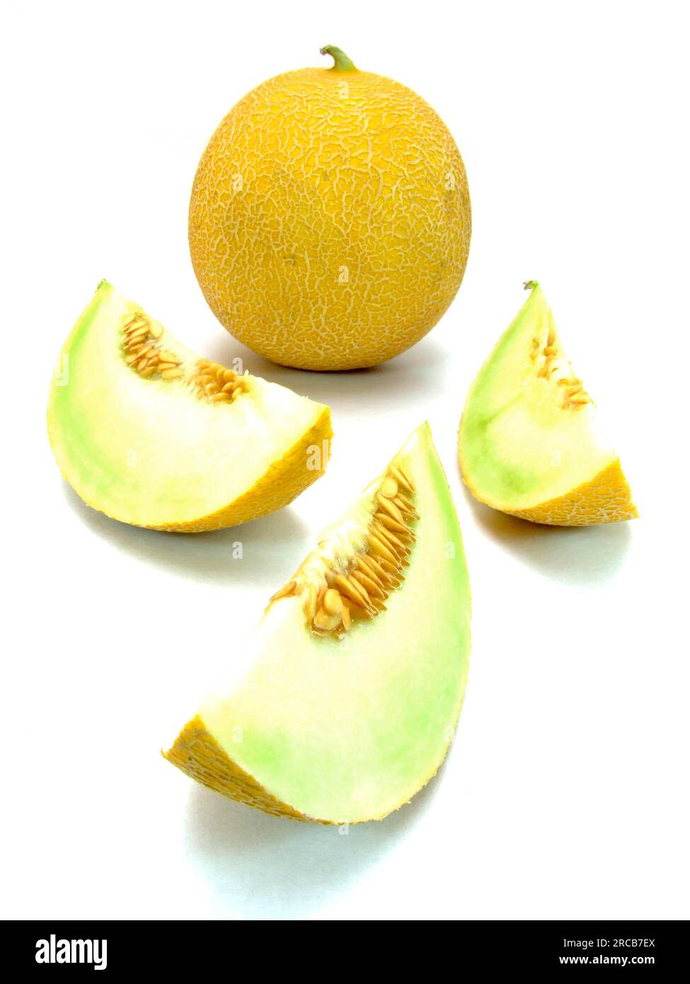 Eine in Scheiben geschnittene galia-Melone Stockfoto