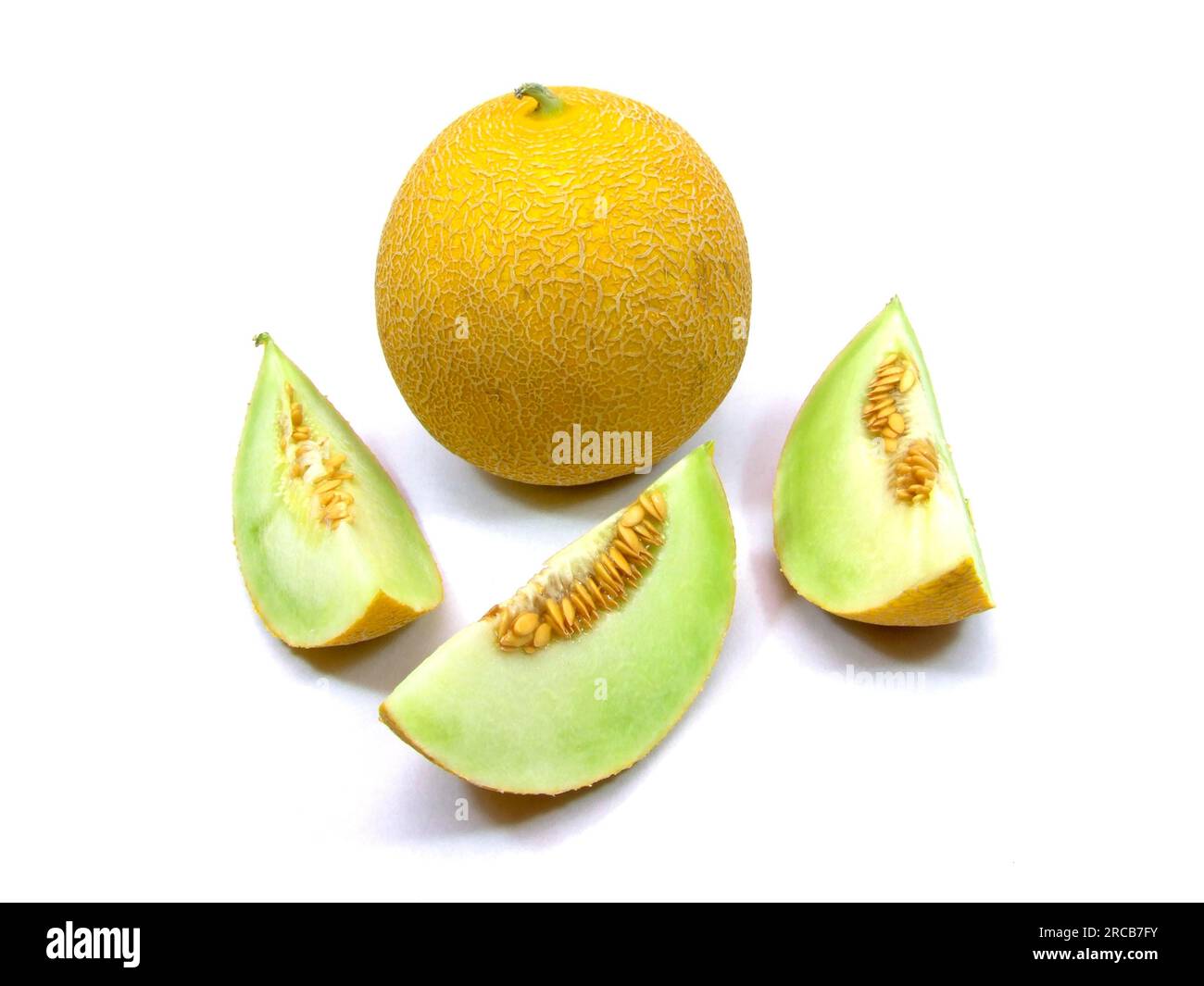 Eine in Scheiben geschnittene galia-Melone Stockfoto