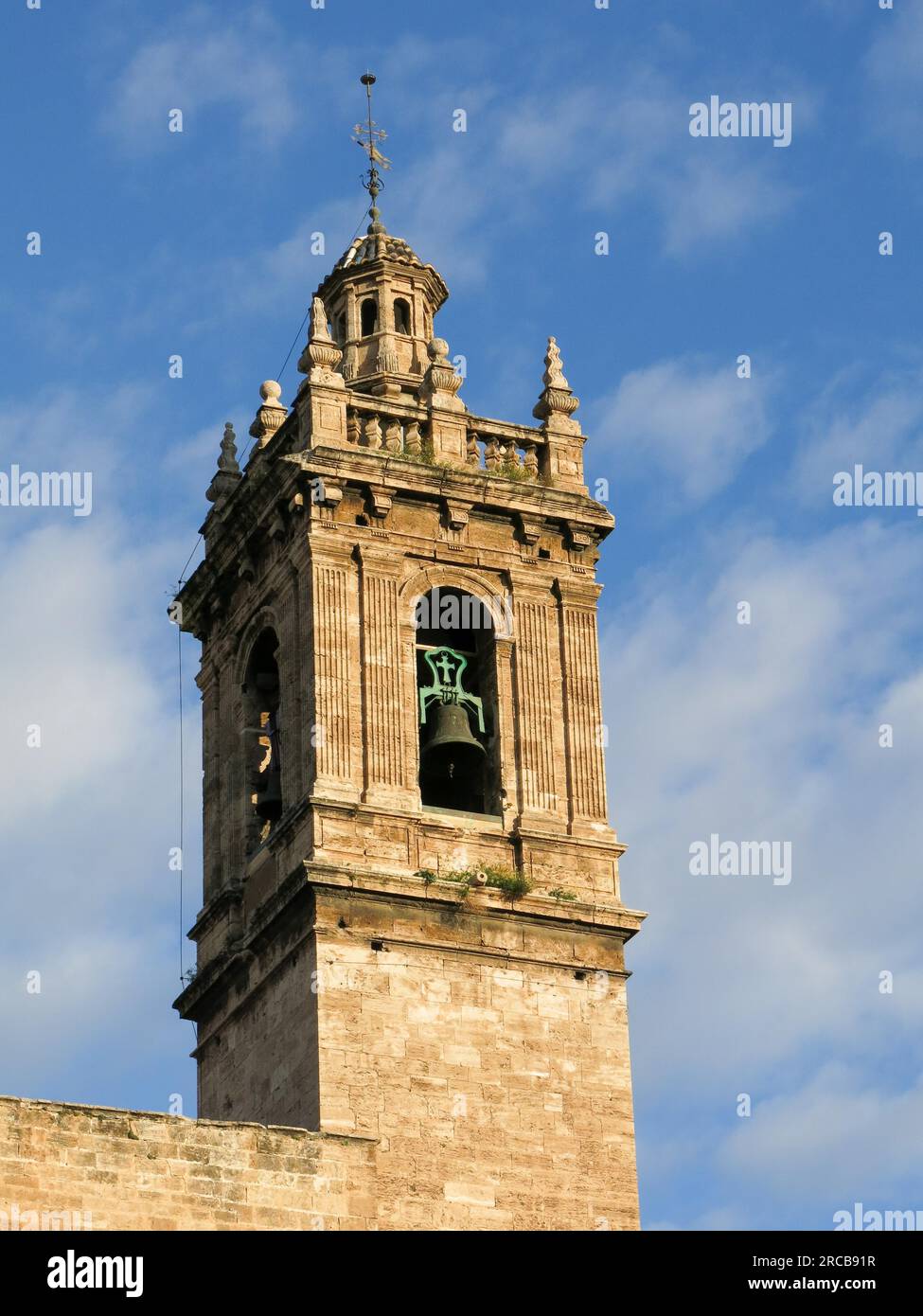 Turm der Kathedrale von San Nicolas, Valencia Stockfoto