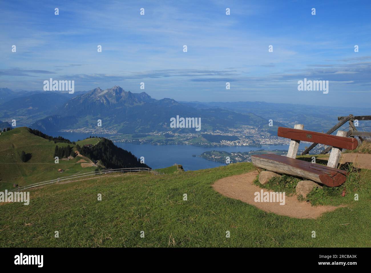 Bank auf der Rigi Stockfoto