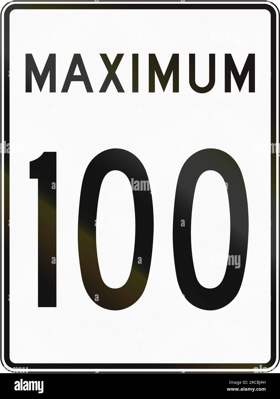 Kanadisches Geschwindigkeitsbegrenzungsschild – 100 km/h. Dieses Zeichen wird in Quebec verwendet. Stockfoto