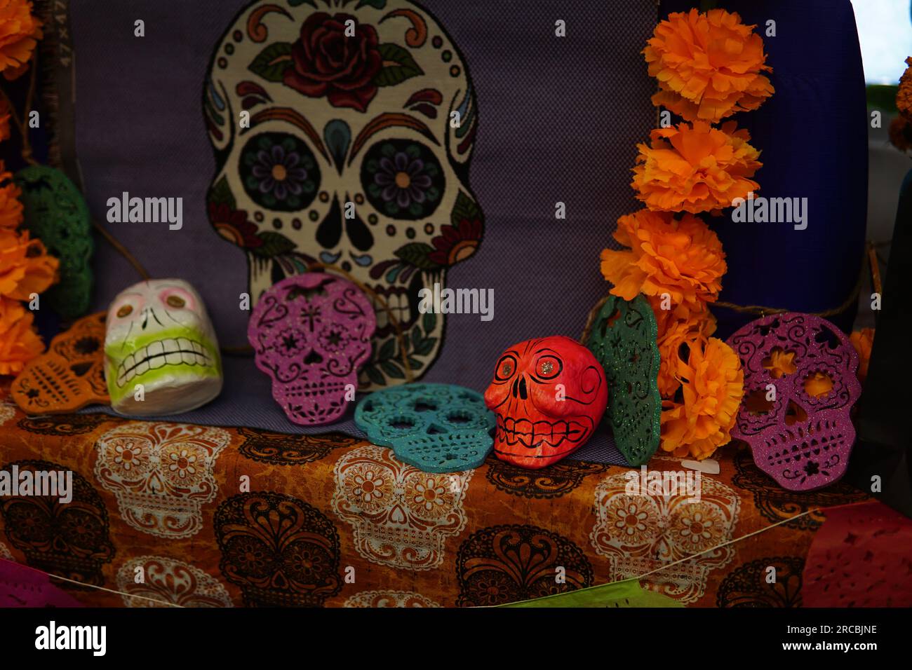 Dia de los muertos Altarschädel Stockfoto