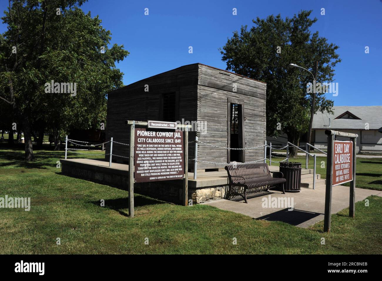 Das rekonstruierte Pioneer Cowboy Gefängnis befindet sich in Council Grove, Kansas. Stockfoto