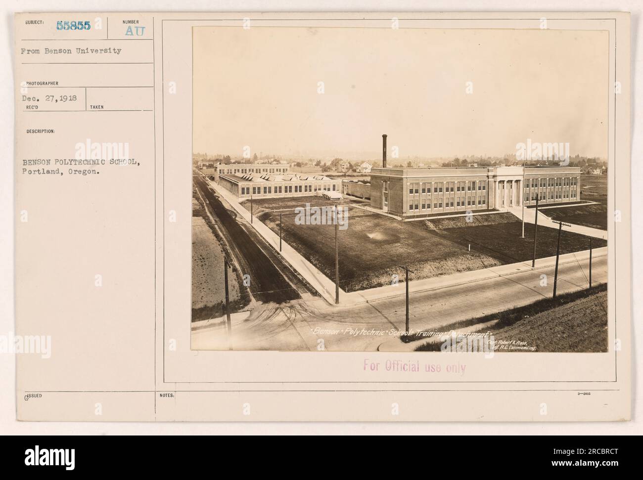 Soldaten der Benson Polytechnic School in Portland, Oregon, werden während des Ersten Weltkriegs ausgebildet. Dieses Foto wurde am 27. Dezember 1918 aufgenommen. Stockfoto