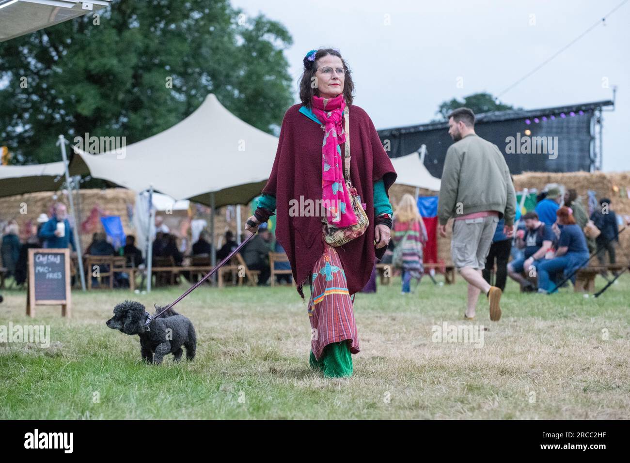 Haustierpfütze mit dem Besitzer beim GTSF-Musikfestival. Stockfoto