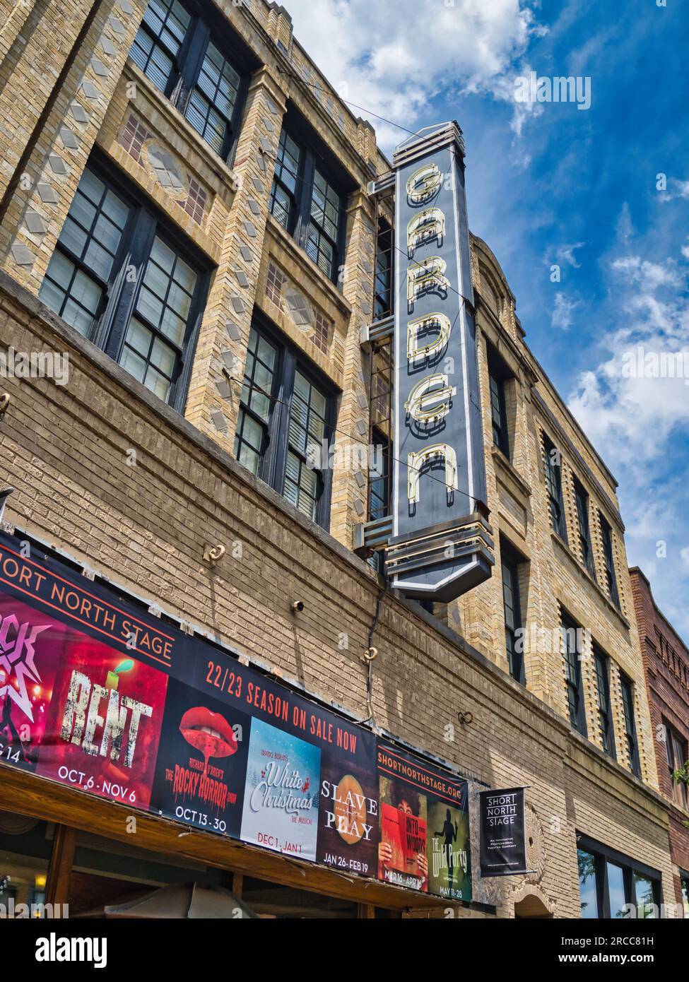 Ursprünglich ein Varieté- und Filmtheater, das Garden Theatre in Short North in der Nähe des Stadtzentrums von Columbus Ohio. Stockfoto