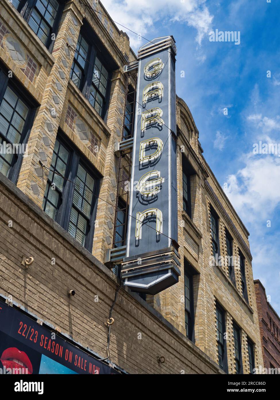 Ursprünglich ein Varieté- und Filmtheater, das Garden Theatre in Short North in der Nähe des Stadtzentrums von Columbus Ohio. Stockfoto