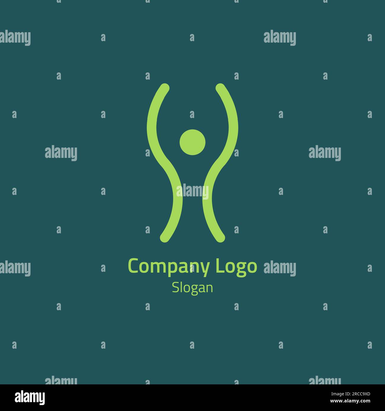 Logo mit grüner Linie, das Menschen ähnelt. Stock Vektor