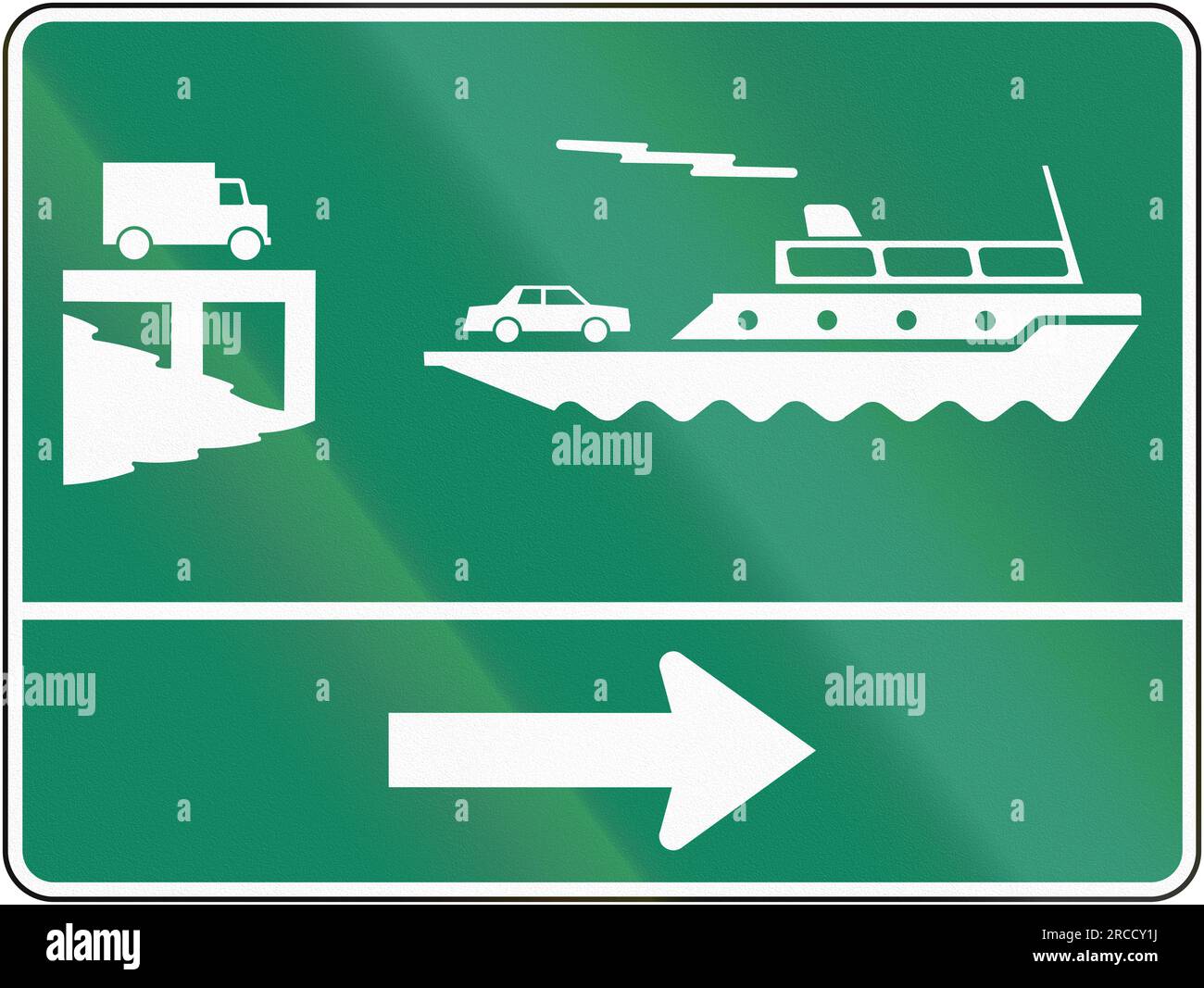 Reiseführer und Informationsschild in Quebec, Kanada - Autofähre. Stockfoto