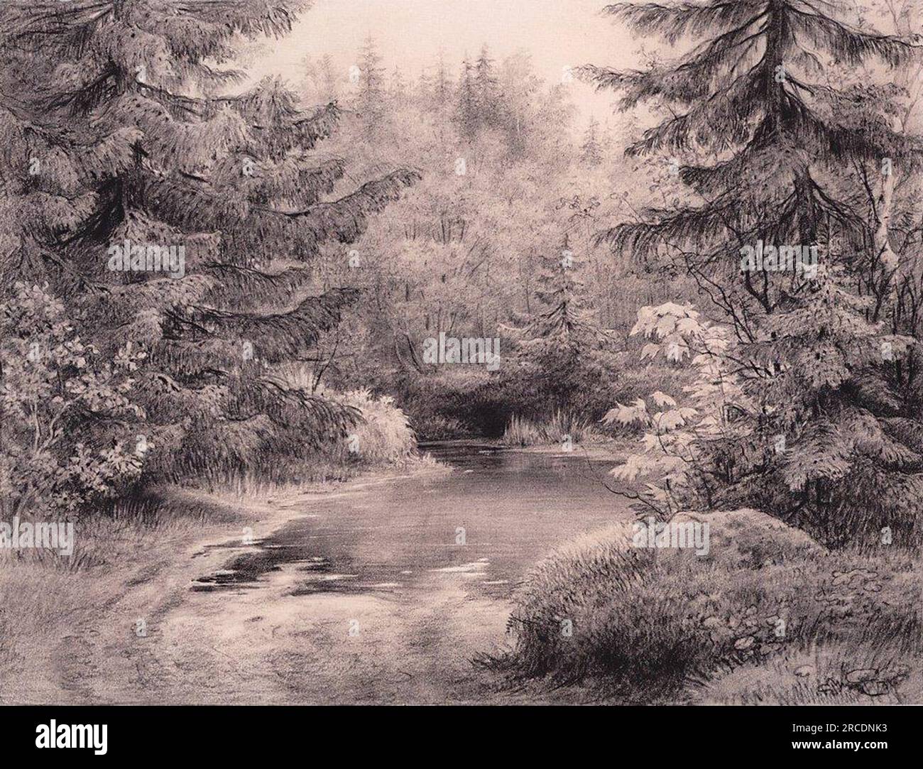 Forest Stream von Ivan Shishkin Stockfoto